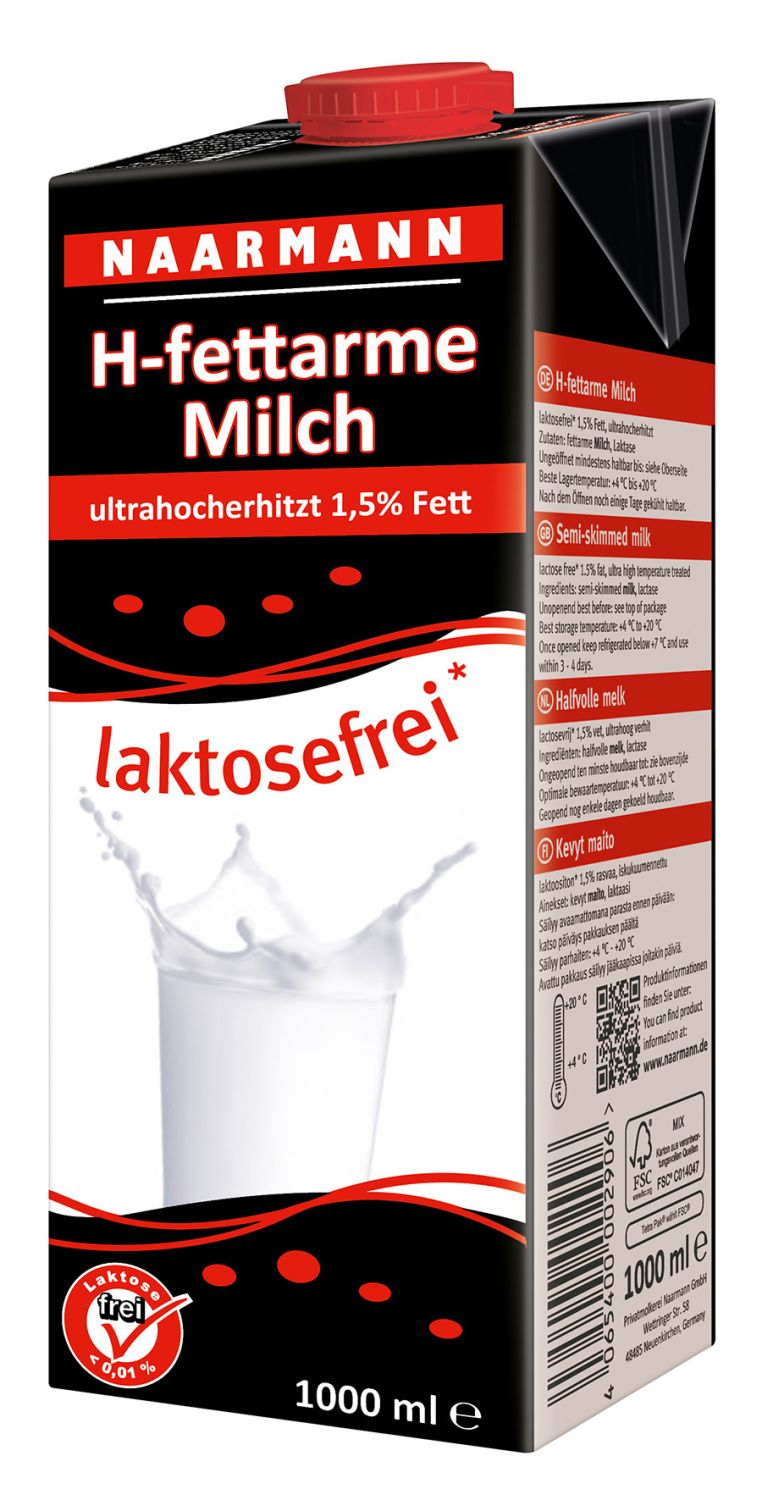 H-Milch - 1.5% Fett, laktosefrei, 12x 1 Liter