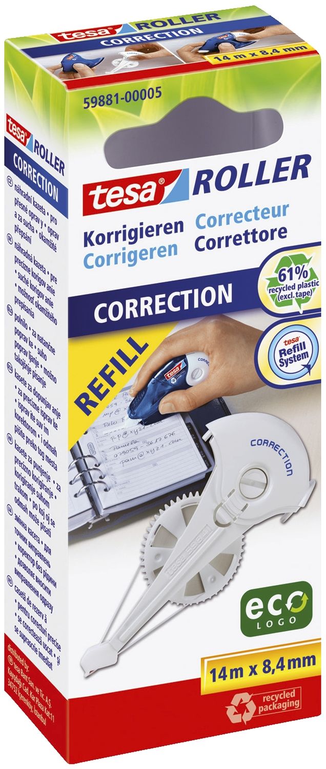 Kassette für Korrekturroller Roller Korrigieren ecoLogo, 8,4 mm x 14 m Kassette für Korrekturroller Roller Korrigieren ecoLogo, 8,4 mm x 14 m