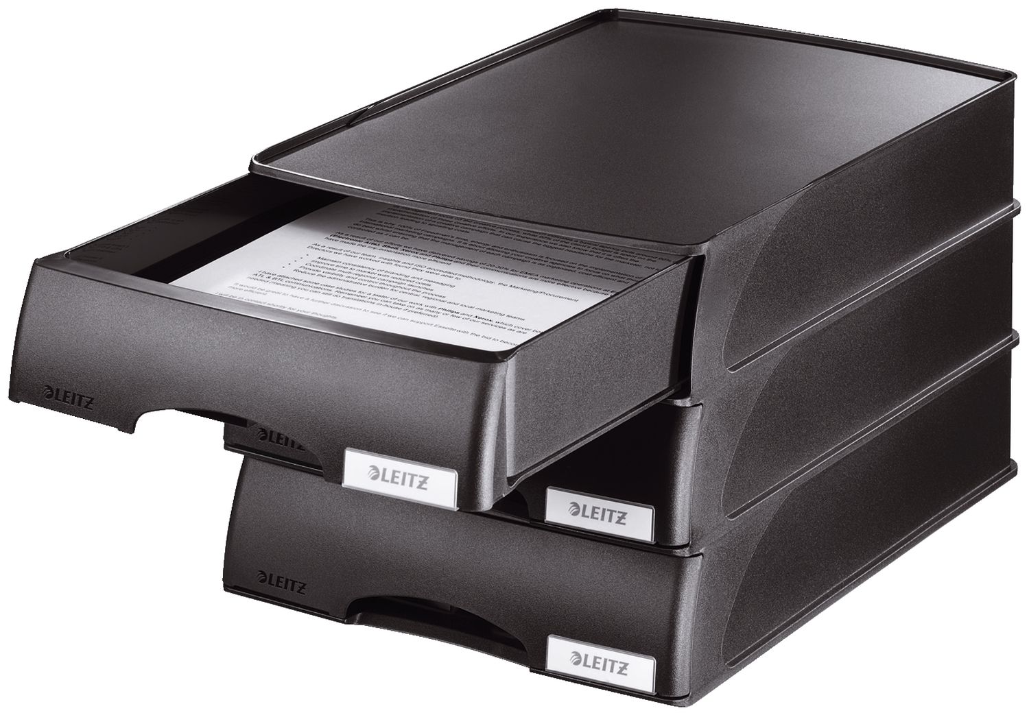 Briefablage Leitz plus 5210-00-95 mit Schublade, DIN A4, Polystyrol, schwarz Briefablage Leitz plus 5210-00-95 mit Schublade, DIN A4, Polystyrol, schwarz