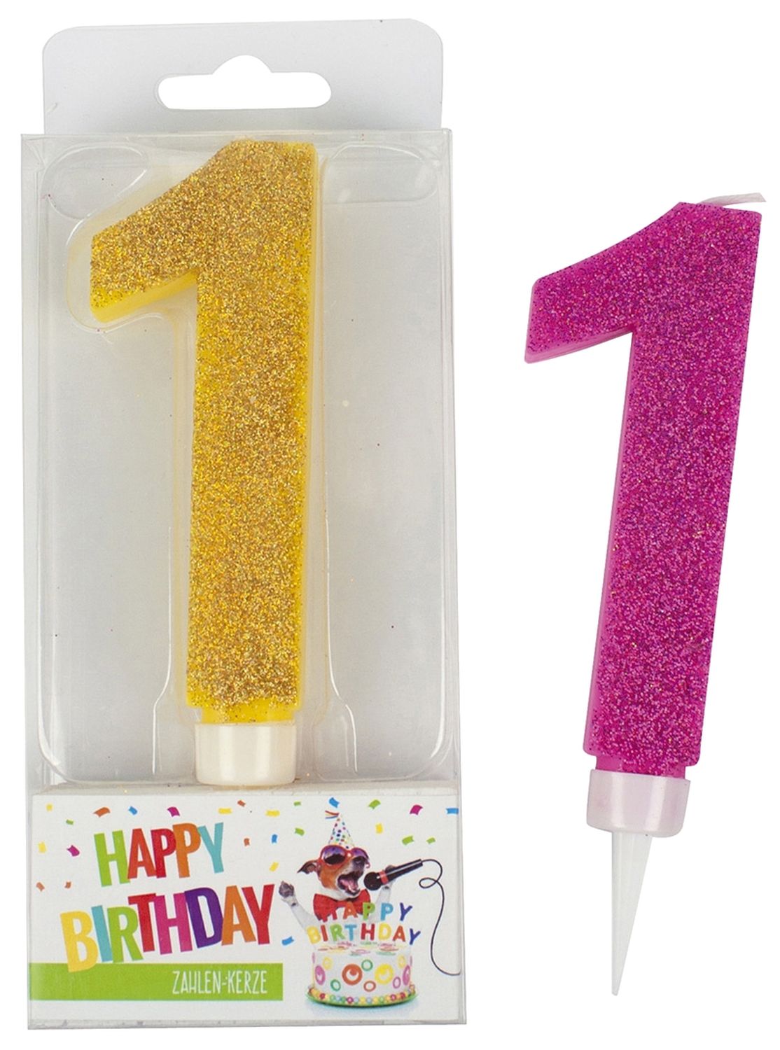 Geburtstagskerze Glitter Zahl 1 - sortiert Geburtstagskerze Glitter Zahl 1 - sortiert