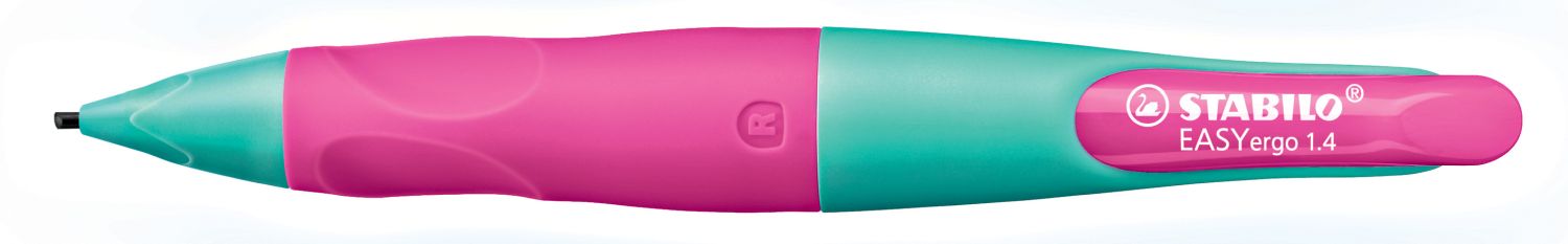 Ergonomischer Druck-Bleistift für Rechtshänder - EASYergo 1.4 in türkis/neonpink - Einzelstift - inklusive 3 dünner Minen - Härtegrad HB Ergonomischer Druck-Bleistift für Rechtshänder - EASYergo 1.4 in türkis/neonpink - Einzelstift - inklusive 3 dünner Minen - Härtegrad HB