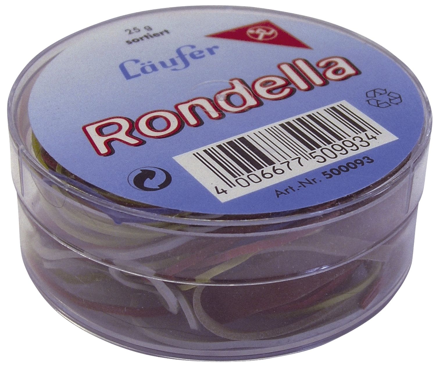 RONDELLA Gummiringe in der Dose - Ø65mm, 25g,  rot