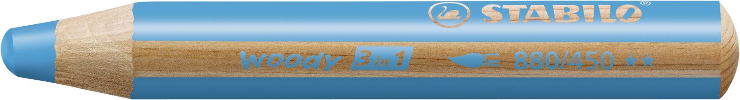 Buntstift, Wasserfarbe & Wachsmalkreide - woody 3 in 1 - Einzelstift - cyanblau