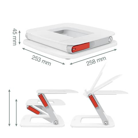 Laptopständer Leitz Ergo Multi-Winkel 642-00-01, für Laptops bis 15 Zoll, Kunststoff, weiß