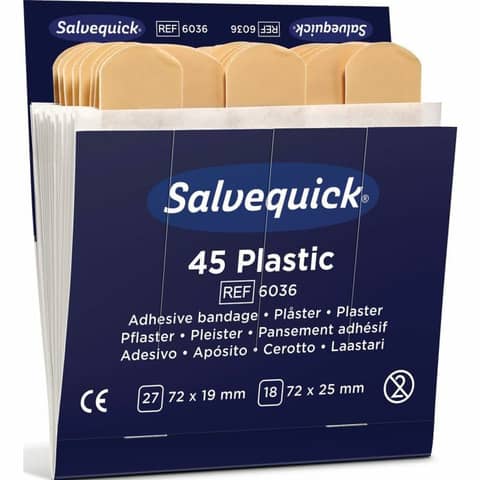 Pflaster Salvequick Plastic 6036, wasserabweisende Pflaster, 2 Größen, 6 Pack mit je 45 Stück