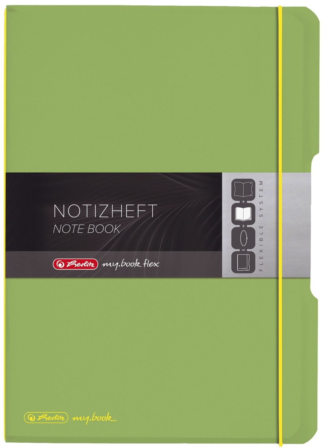 Notizheft flex PP - A4, liniert/kariert, 2x 40 Blatt, hellgrün