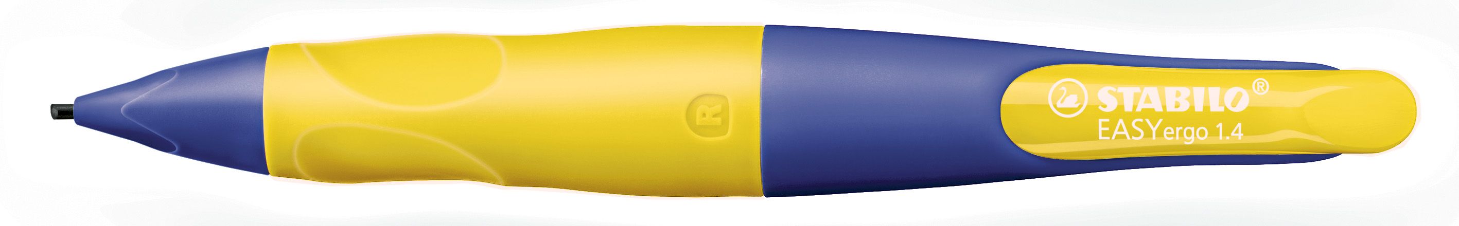 Ergonomischer Druck-Bleistift für Rechtshänder - EASYergo 1.4 in violett/neongelb - Einzelstift - inklusive 3 dünner Minen - Härtegrad HB Ergonomischer Druck-Bleistift für Rechtshänder - EASYergo 1.4 in violett/neongelb - Einzelstift - inklusive 3 dünner Minen - Härtegrad HB