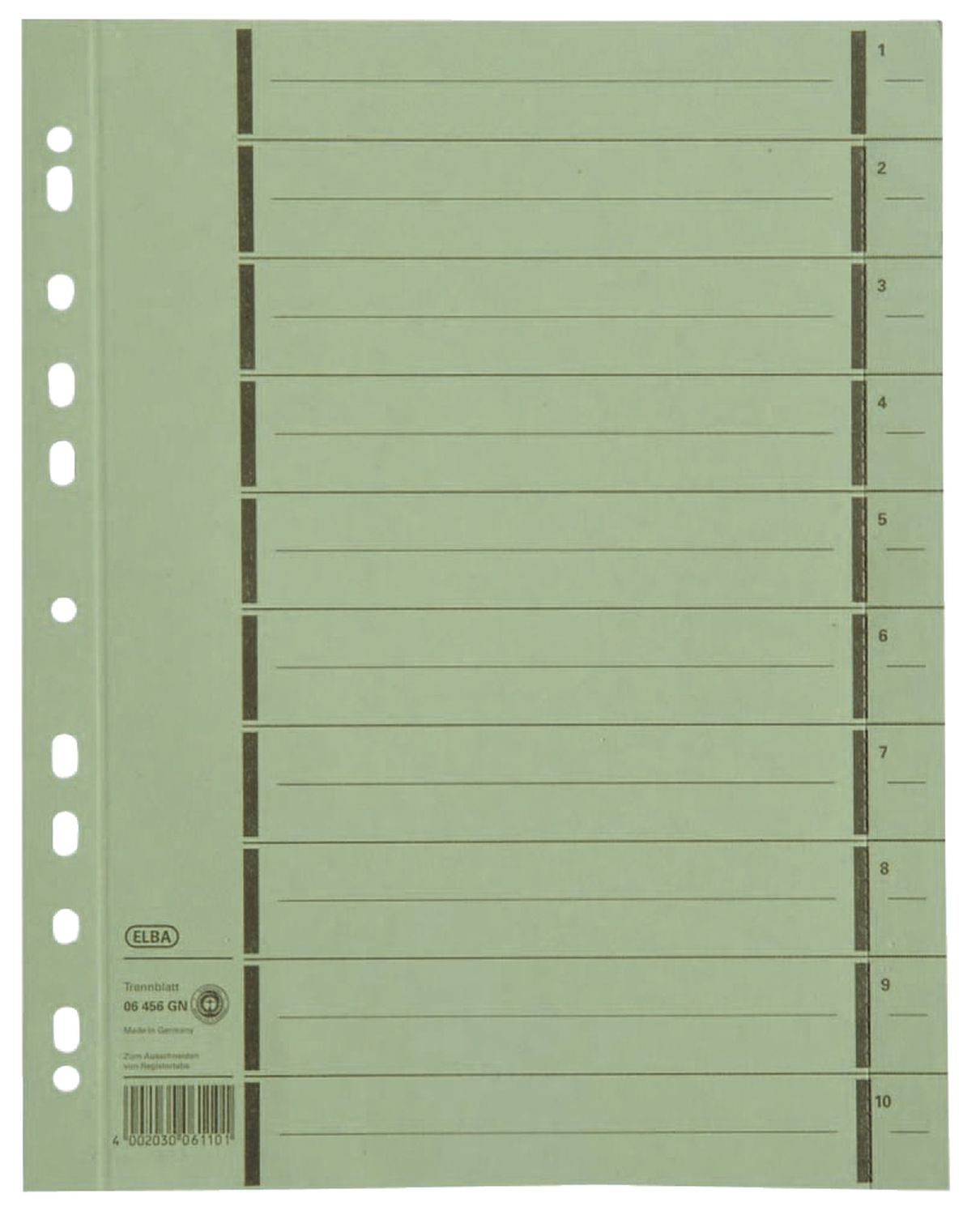 Trennblätter mit Perforation - A4 Überbreite, grün, 100 Stück Trennblätter mit Perforation - A4 Überbreite, grün, 100 Stück