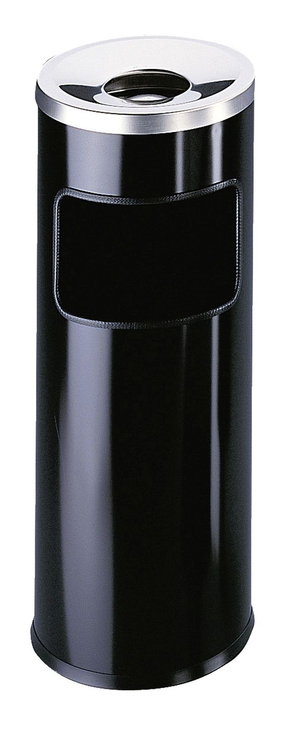 Papierkorb mit Ascher SAFE Metall - Ø250 x 630 mm, 17 l, schwarz Papierkorb mit Ascher SAFE Metall - Ø250 x 630 mm, 17 l, schwarz