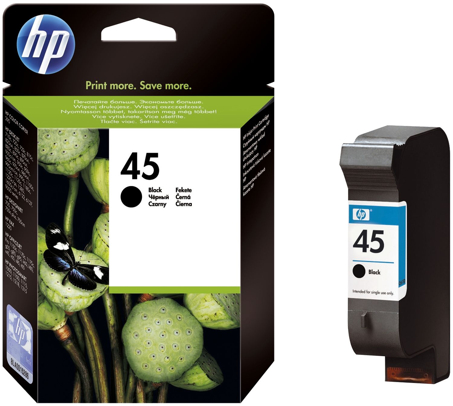 Original HP Druckkopfpatrone schwarz High-Capacity (51645AE,51645AE#ABB,51645AE#ABD,51645AE#ABF,45,45BK,45BLACK,NO45,NO45BK,NO45BLACK)