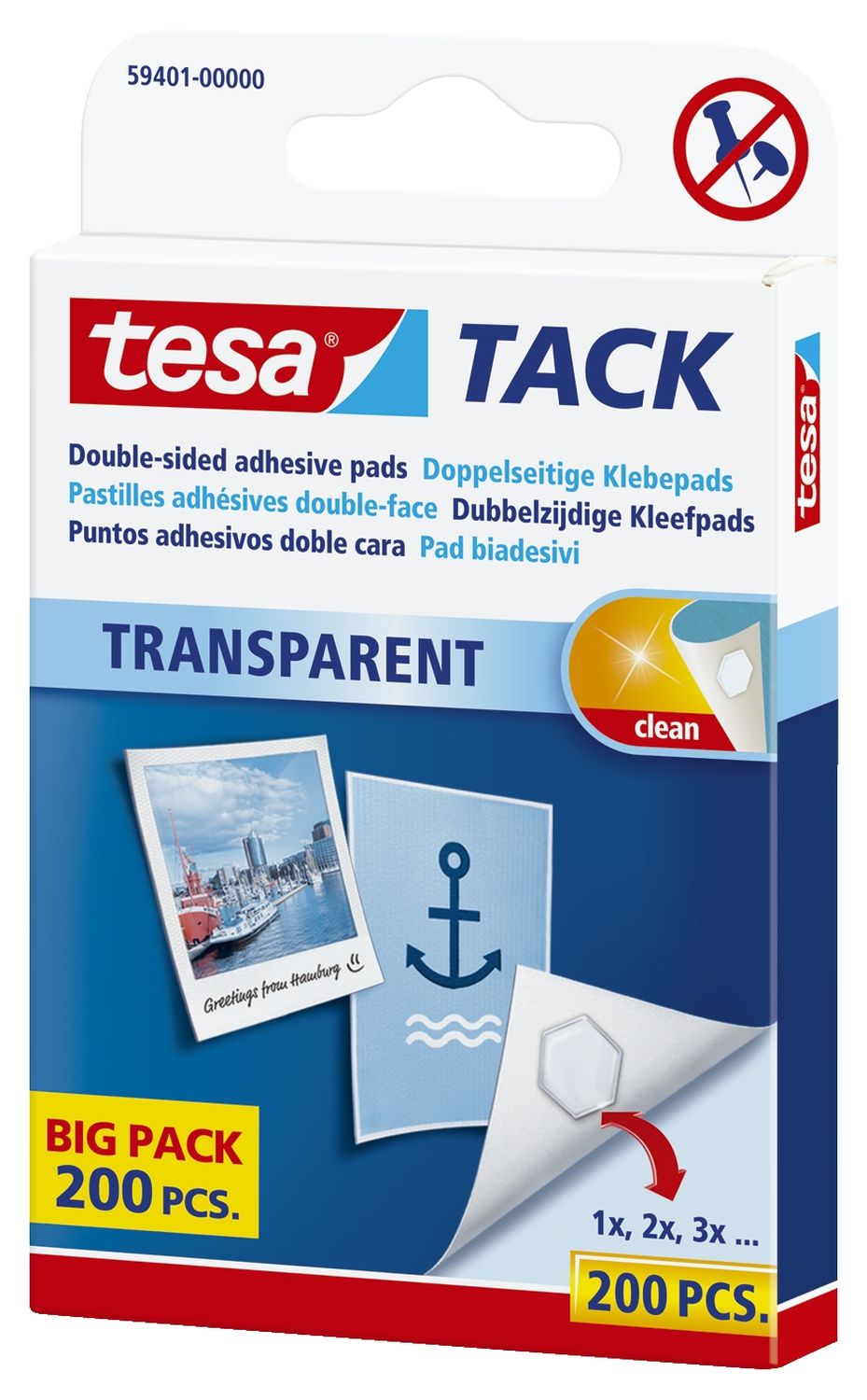 Tack® Klebestücke - 200 Stück, 10 x 10 mm, transparent, ablösbar Tack® Klebestücke - 200 Stück, 10 x 10 mm, transparent, ablösbar