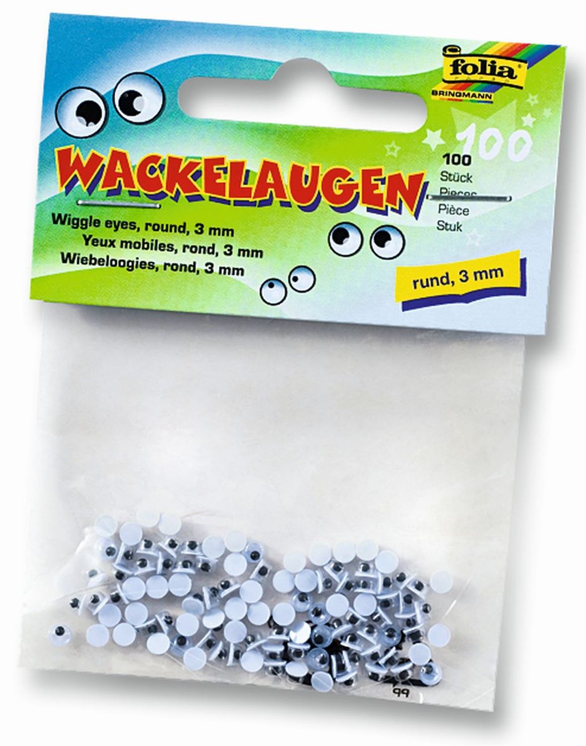 Wackelaugen Ø 3 mm, rund, 100 Stück Wackelaugen Ø 3 mm, rund, 100 Stück