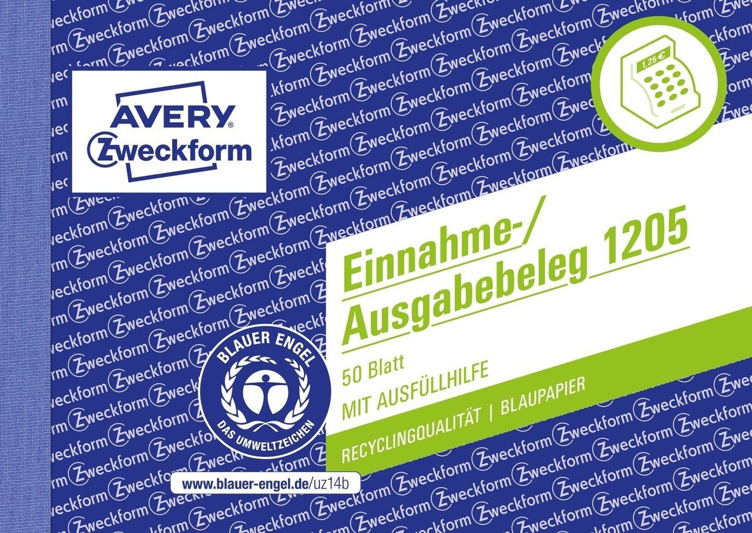 1205 Einnahme-/Ausgabebeleg, DIN A6 quer, fälschungssicher, 50 Blatt, weiß