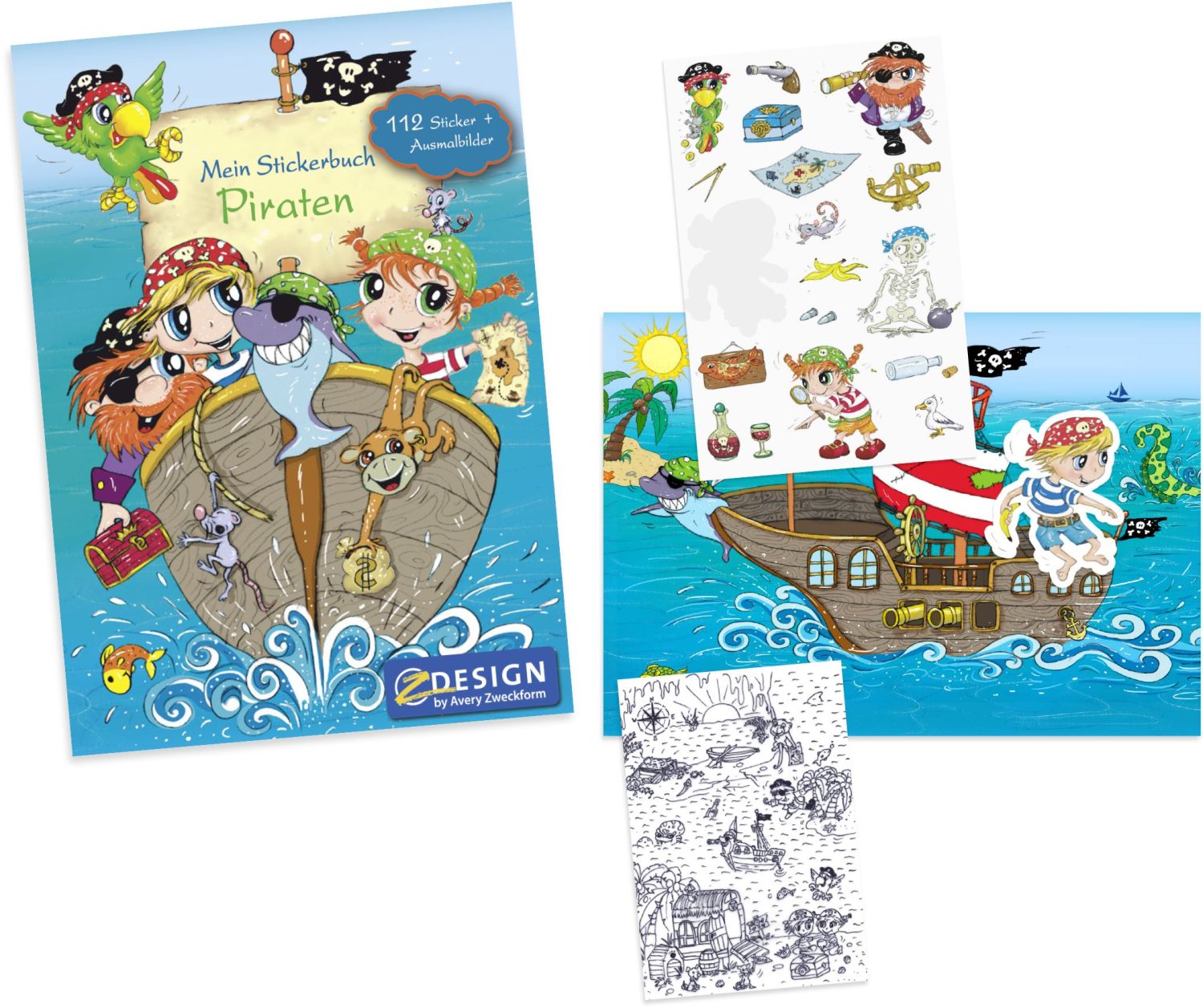 Z-Design 57797, Kinder Sticker Spielbuch A5, Pirat Z-Design 57797, Kinder Sticker Spielbuch A5, Pirat