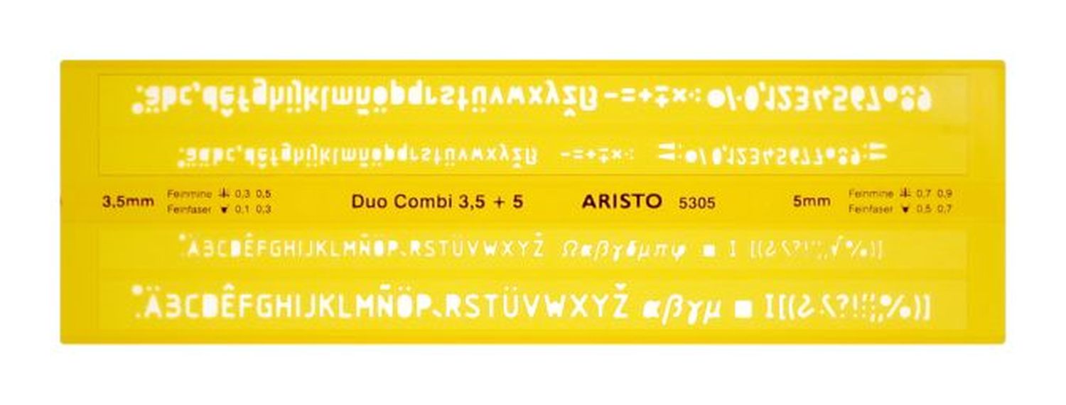 ISONORM-Schriftschablone Duo Fineliner, gerade (Mittelschrift), 0,35/0,5 mm ISONORM-Schriftschablone Duo Fineliner, gerade (Mittelschrift), 0,35/0,5 mm