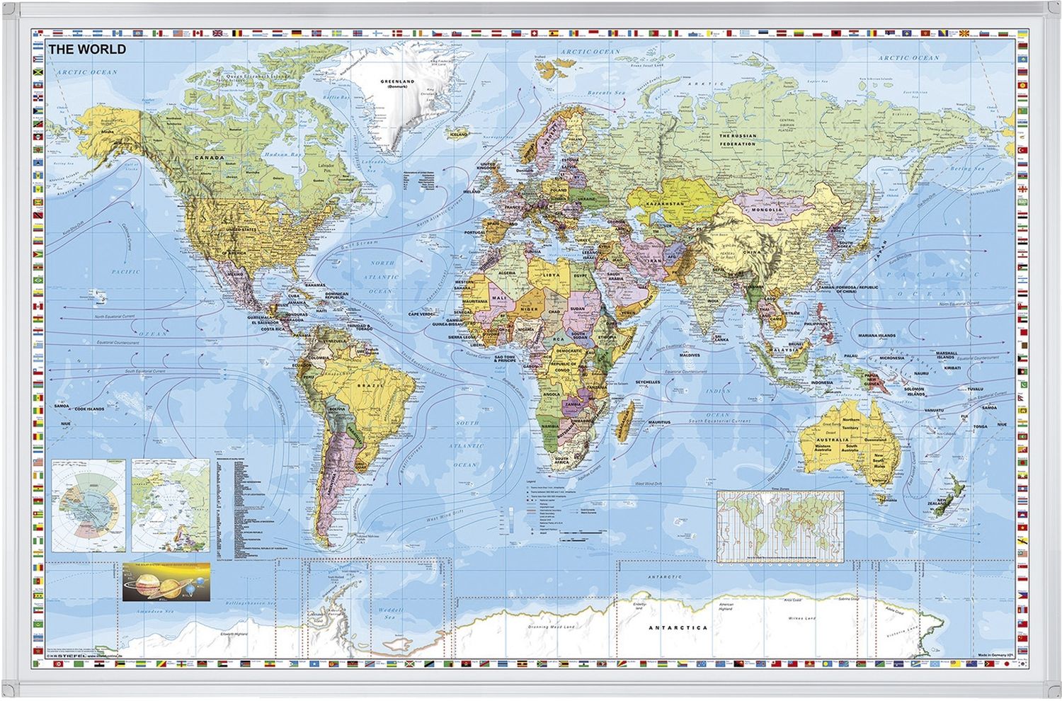 Kartentafel Welt - 138 x 88 cm, beschreibbar, pinnbar