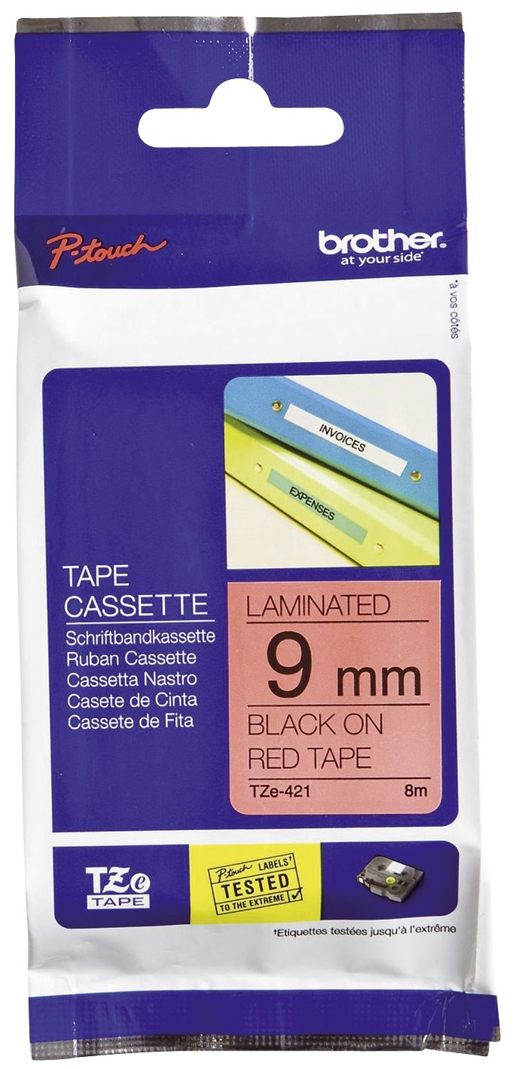 TZe-421 Schriftbandkassette - laminiert, 9 mm x 8 m, schwarz auf rot TZe-421 Schriftbandkassette - laminiert, 9 mm x 8 m, schwarz auf rot