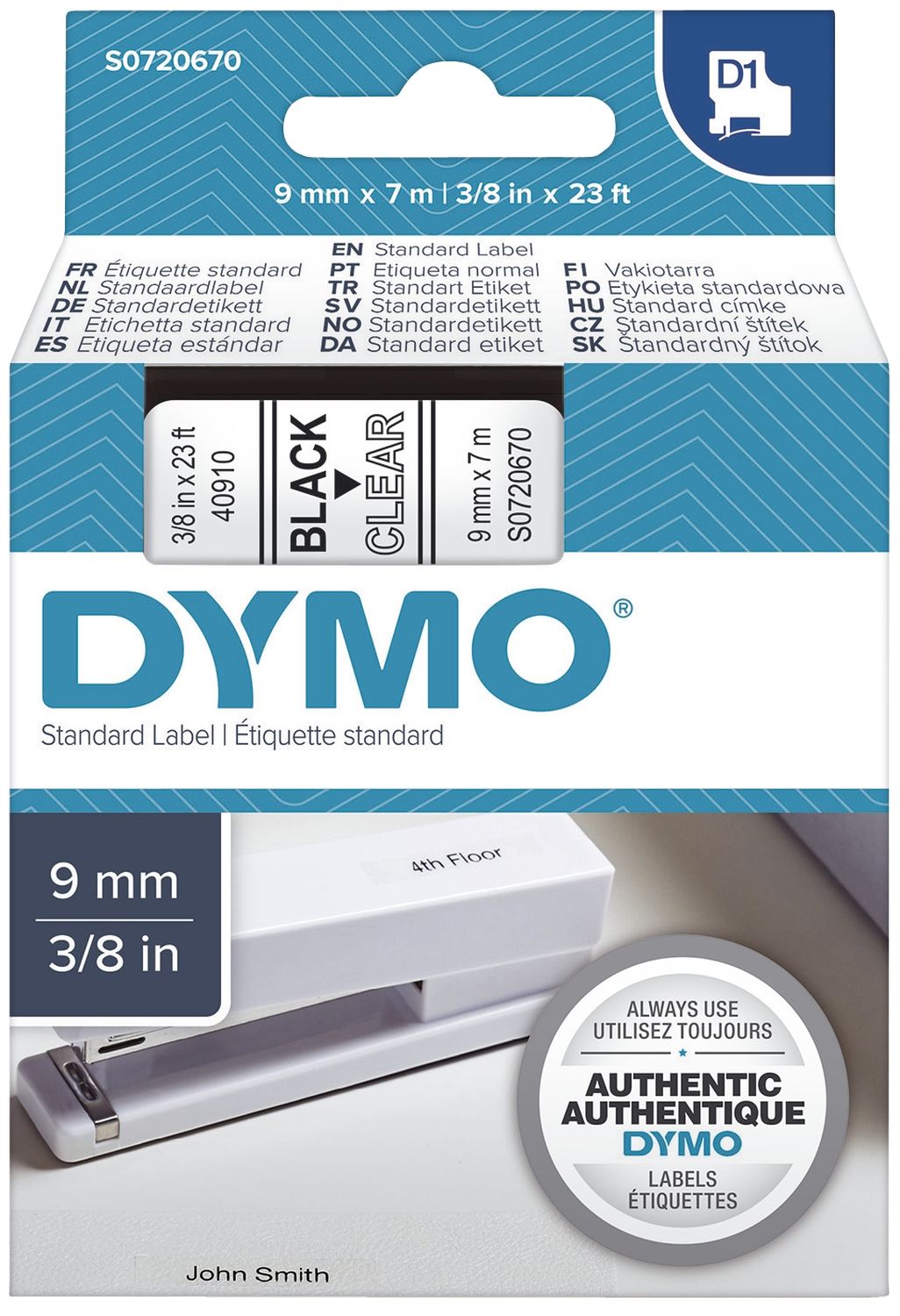 Schriftband D1 Kunststoff - laminiert, 7 m x 9 mm, Schwarz/Transparent Schriftband D1 Kunststoff - laminiert, 7 m x 9 mm, Schwarz/Transparent