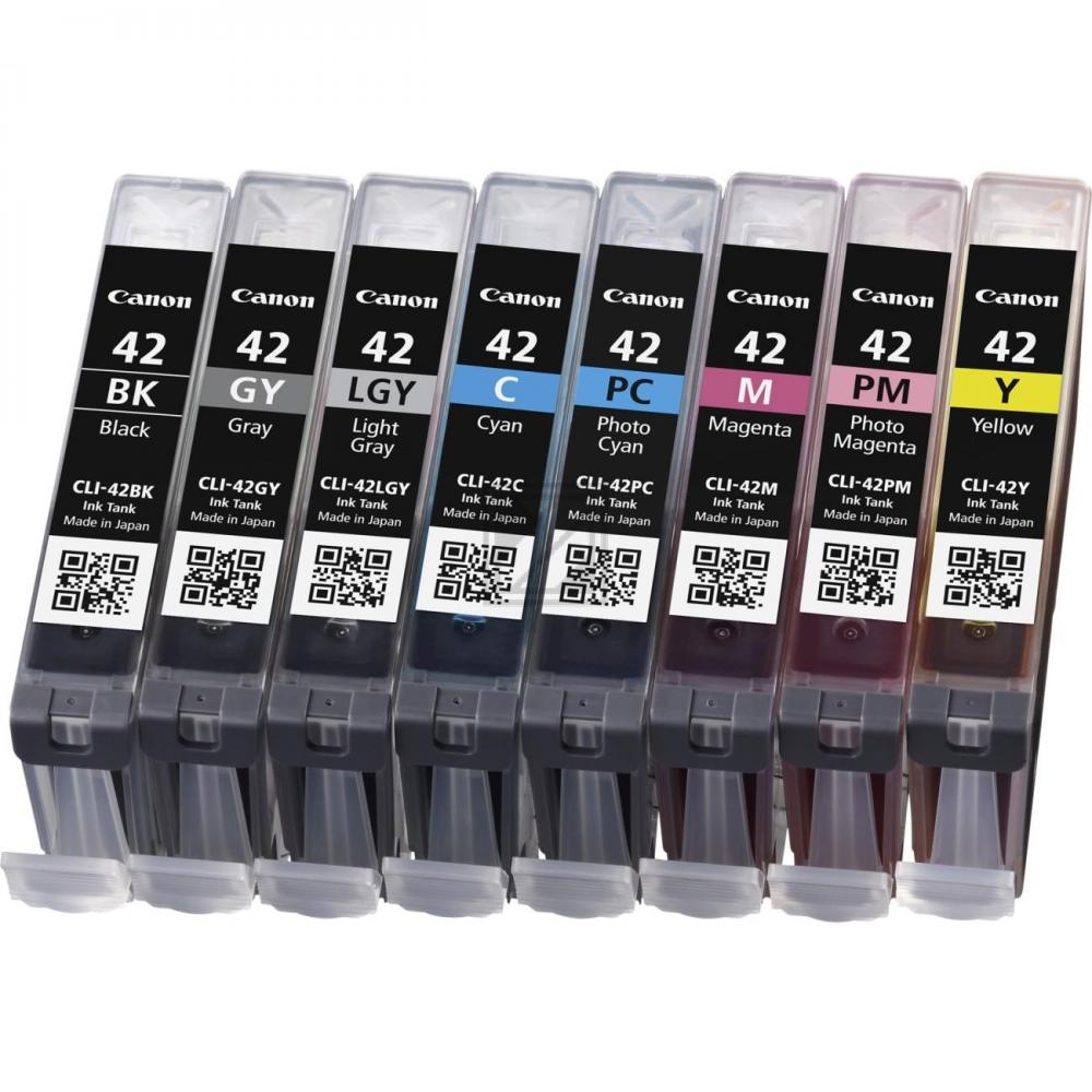 Original Tinte Canon CLI-42 (6384B010), Multipack, schwarz, cyan, magenta, yellow, grau, hellcyan, hellmagenta, hellgrau
