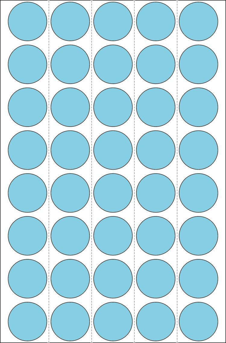 2253 Vielzwecketiketten - blau, Ø 19 mm, matt, Trägerpapier perforiert, 1280 Stück 2253 Vielzwecketiketten - blau, Ø 19 mm, matt, Trägerpapier perforiert, 1280 Stück
