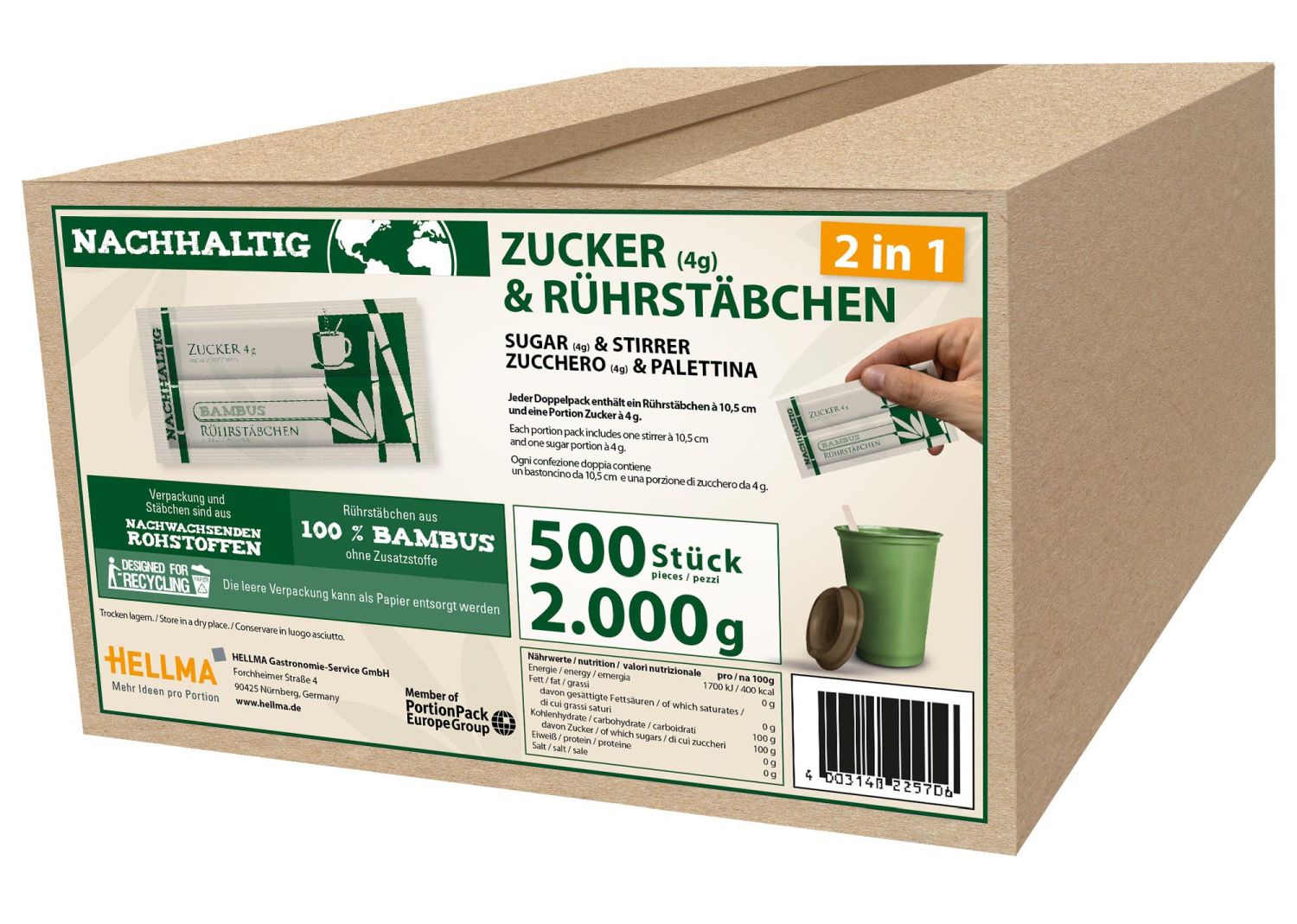 Zucker-Sticks - 500 Portionen à 4 g Zucker-Sticks - 500 Portionen à 4 g