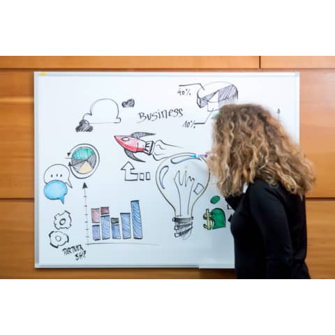 Whiteboard Franken X-tra!Line Emaille SC3208, 100 x 75 cm, emalliert, Alurahmen, senk- oder waagerechte Wandbefestigung