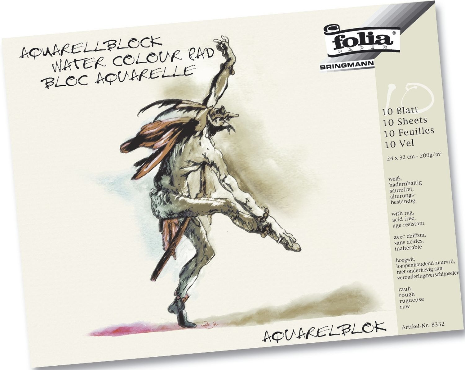 Aquarellblock 200 g/qm, rau, 36x48 cm, weiß, 10 Blatt Aquarellblock 200 g/qm, rau, 36x48 cm, weiß, 10 Blatt