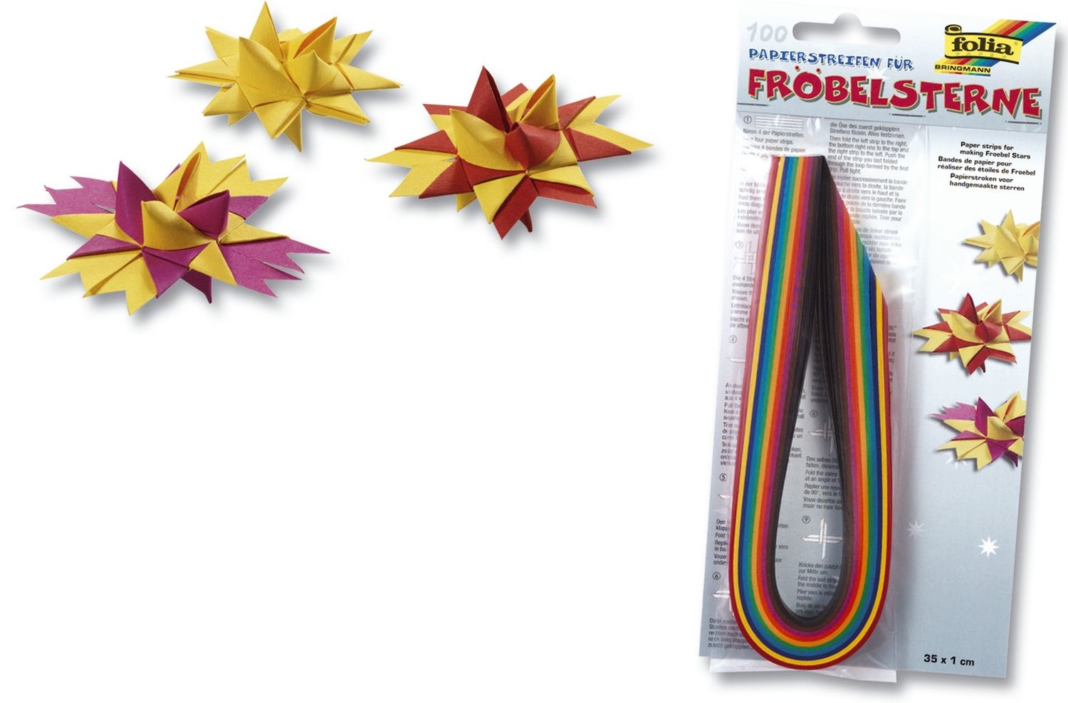 Papierstreifen für Fröbelsterne 130 g/qm, 100 Stück, Ganzjahresfarben sortiert Papierstreifen für Fröbelsterne 130 g/qm, 100 Stück, Ganzjahresfarben sortiert
