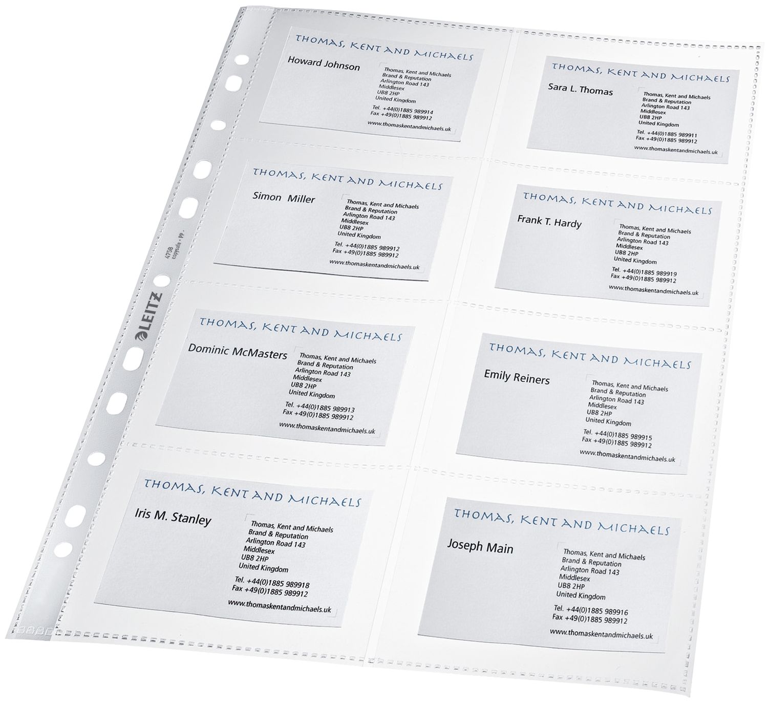 4758 Visitenkarten-Prospekthülle - glasklar, 0,11 mm, 8 Fächer, max. 10x7 cm, 10 Stück