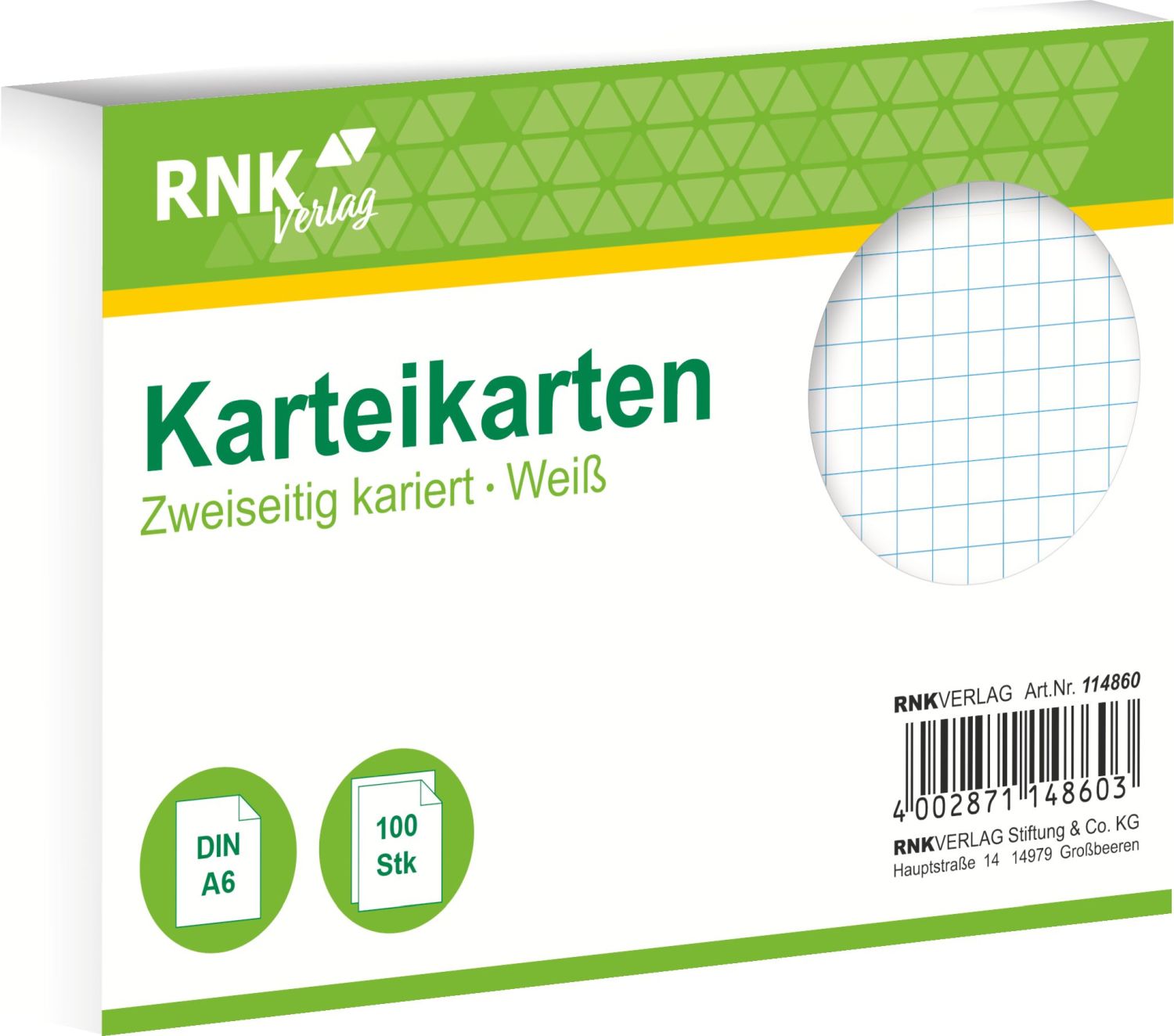 Karteikarten - DIN A6, kariert, weiß, 100 Karten Karteikarten - DIN A6, kariert, weiß, 100 Karten