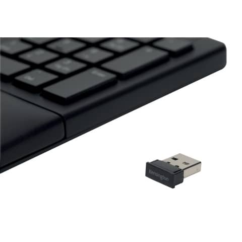 Tastatur Kensington Pro Fit Ergo K75401DE, Funktastatur per Bluetooth oder USB, 48,2 x 3,8 x 25,2 cm, schwarz