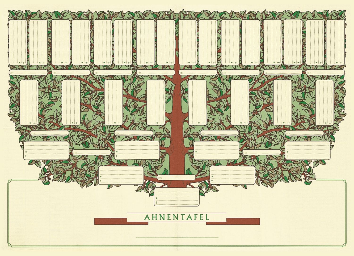 Ahnentafel "Kleiner Baum" 5 Generationen, DIN A5, 120g/qm