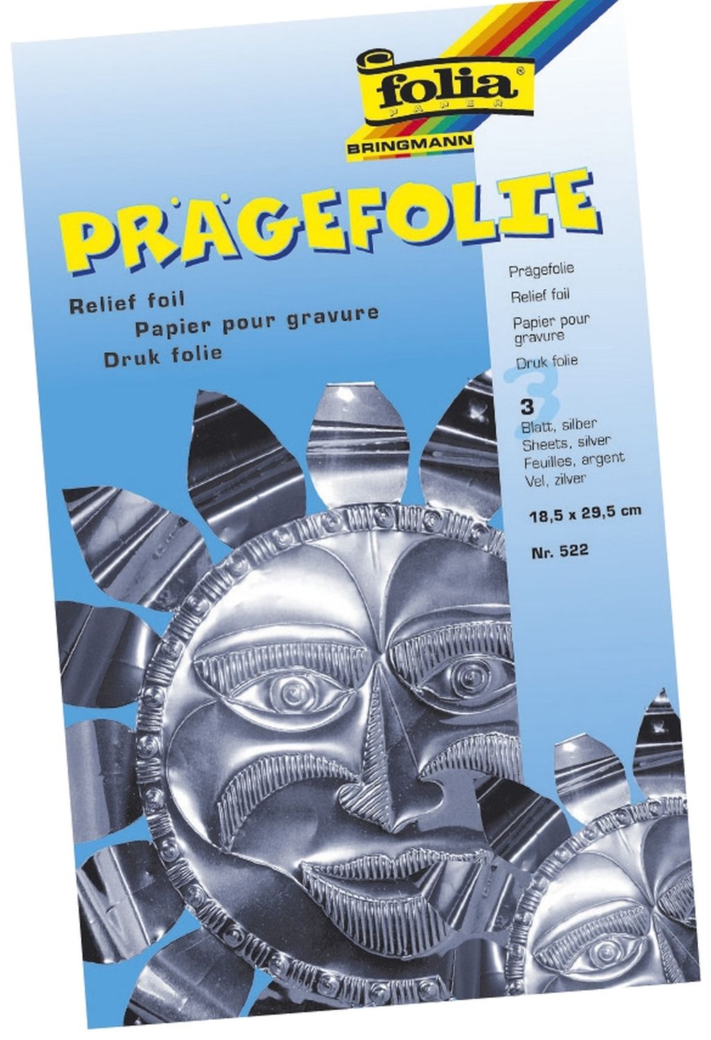 Prägefolie Mappe - 19 x 30 cm, silber, 3 Blatt