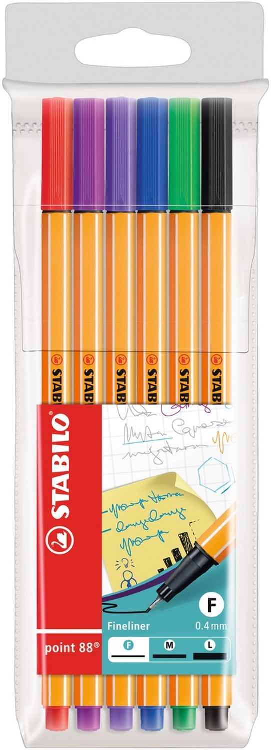 Fineliner - point 88 - 6er Pack - mit 6 verschiedenen Farben Fineliner - point 88 - 6er Pack - mit 6 verschiedenen Farben