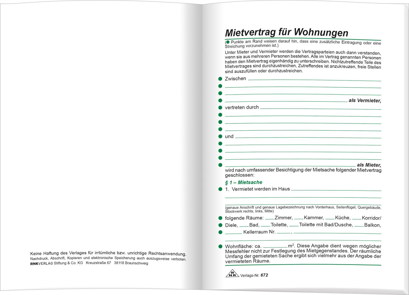Mietbuch Wohnungsmietvertrag, 32 Seiten, Maße (BxH): 12 x 17 cm Mietbuch Wohnungsmietvertrag, 32 Seiten, Maße (BxH): 12 x 17 cm