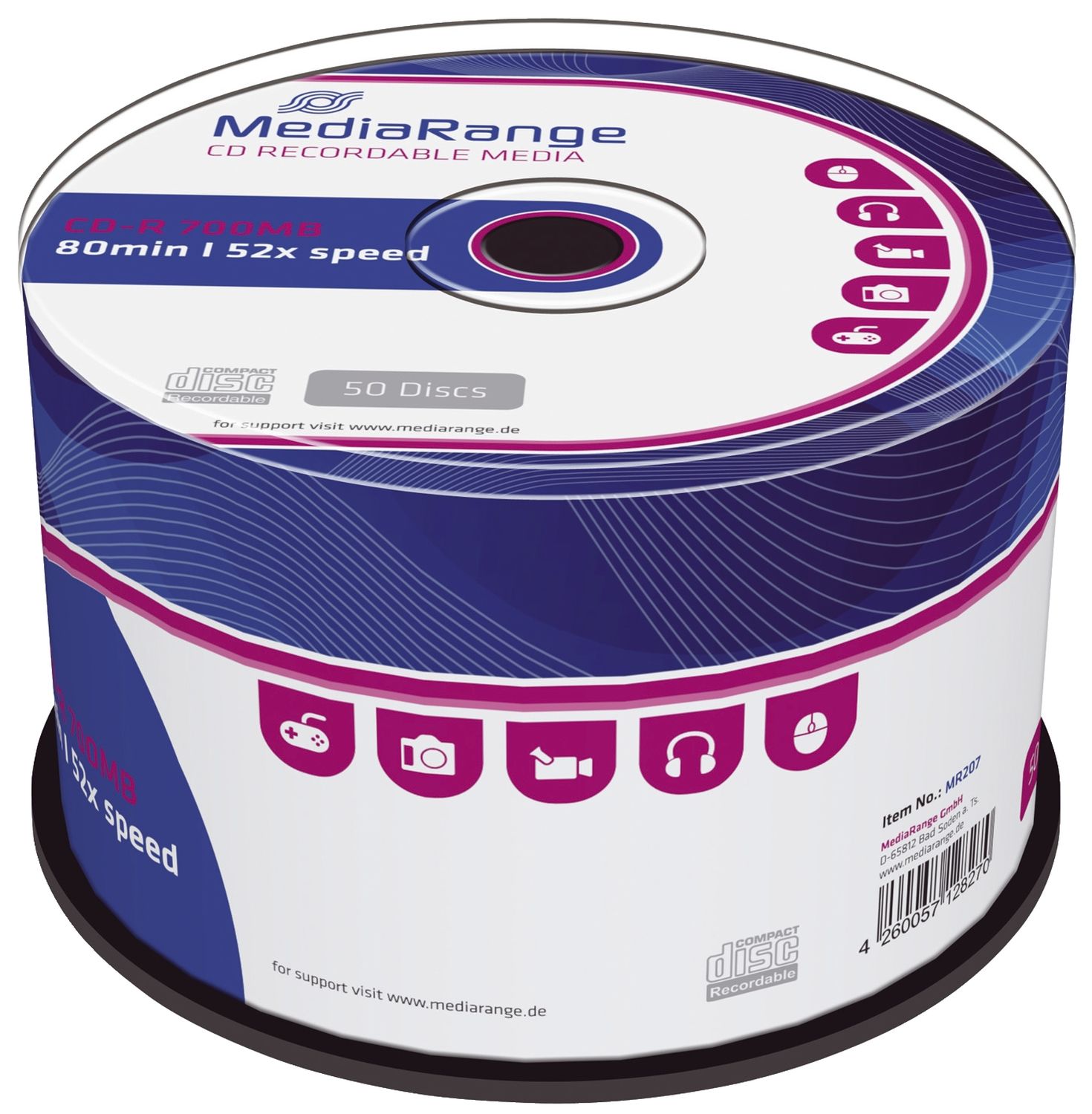 CD-R Rohlinge - 700MB/80Min, 52-fach/Spindel, Packung mit 50 Stück CD-R Rohlinge - 700MB/80Min, 52-fach/Spindel, Packung mit 50 Stück