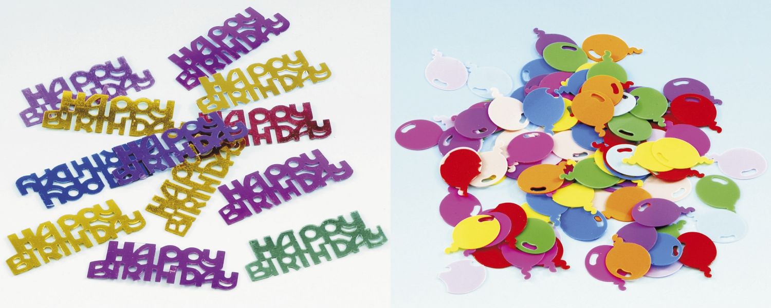 Konfetti Happy Birthday & Luftballons - 15 g, sortiert Konfetti Happy Birthday & Luftballons - 15 g, sortiert
