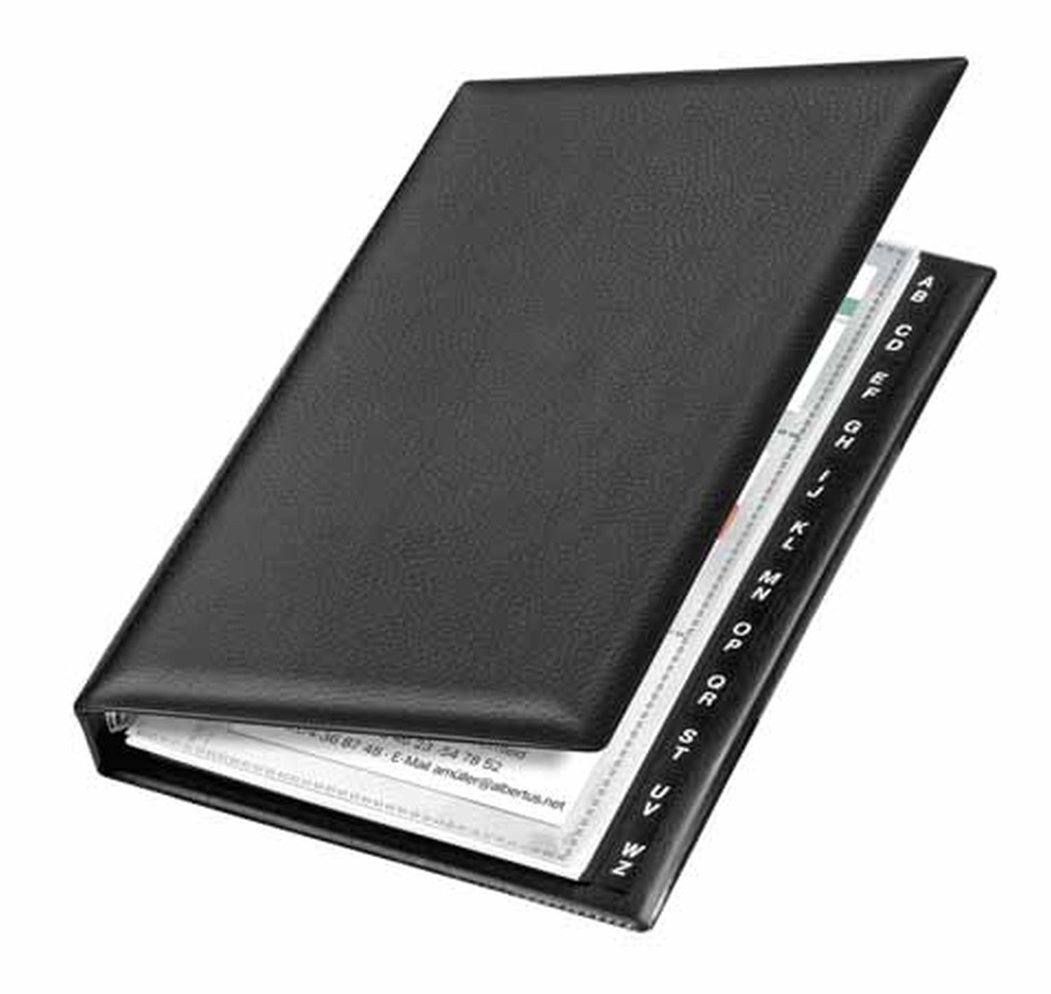 Visitenkartenringbuch, 4-Rund-Ring-Mechanik, 16 mm, A5, 145 x 225 mm, schwarz Visitenkartenringbuch, 4-Rund-Ring-Mechanik, 16 mm, A5, 145 x 225 mm, schwarz