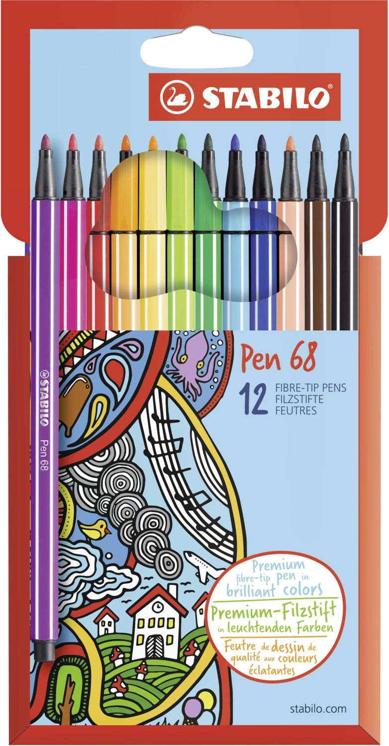 Premium-Filzstift - Pen 68 - 12er Pack - mit 12 verschiedenen Farben Premium-Filzstift - Pen 68 - 12er Pack - mit 12 verschiedenen Farben