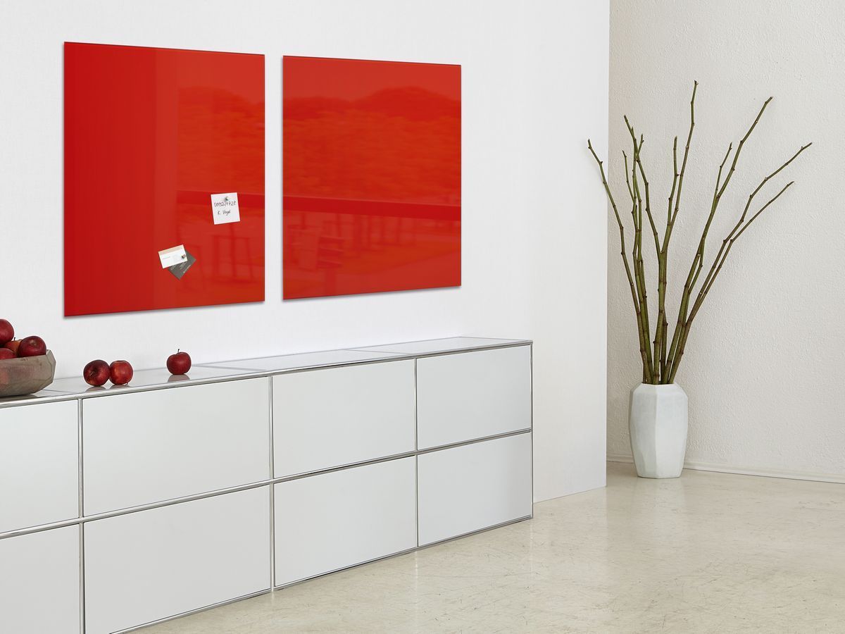 Glas-Magnetboard Artverum - rot, 100 x 100 cm Glas-Magnetboard Artverum - rot, 100 x 100 cm