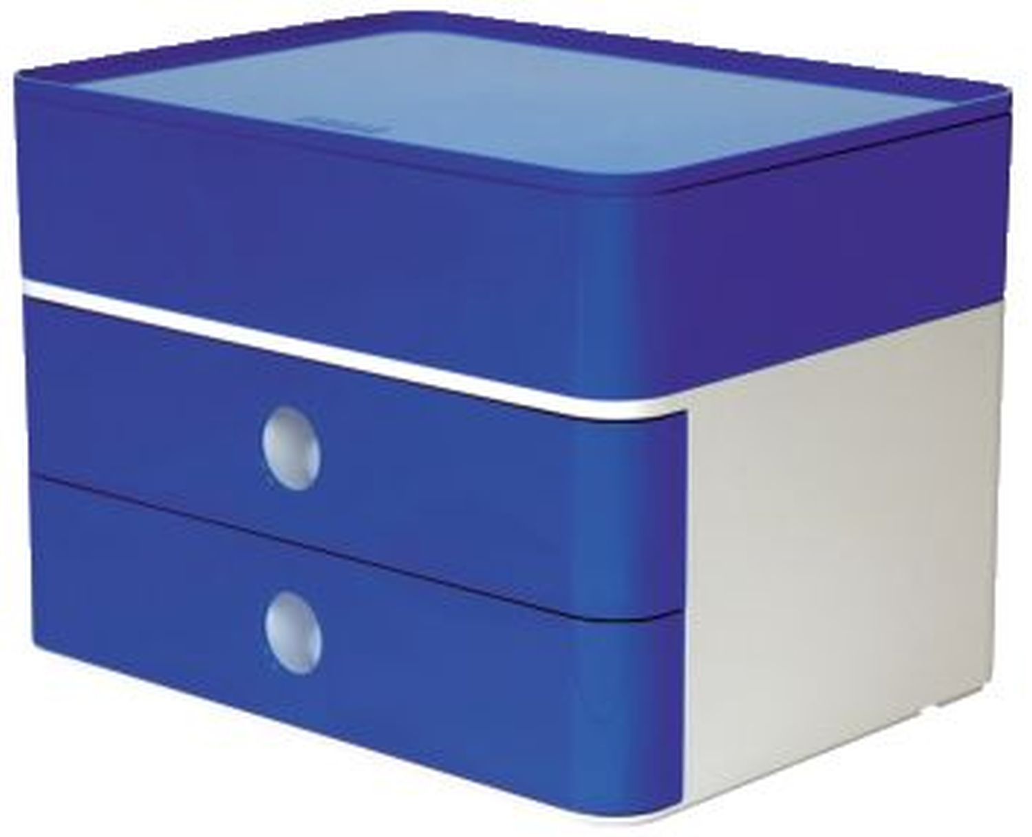 SMART-BOX PLUS ALLISON Schubladenbox mit Utensilienbox - stapelbar, 2 Laden, snow white/royal blue