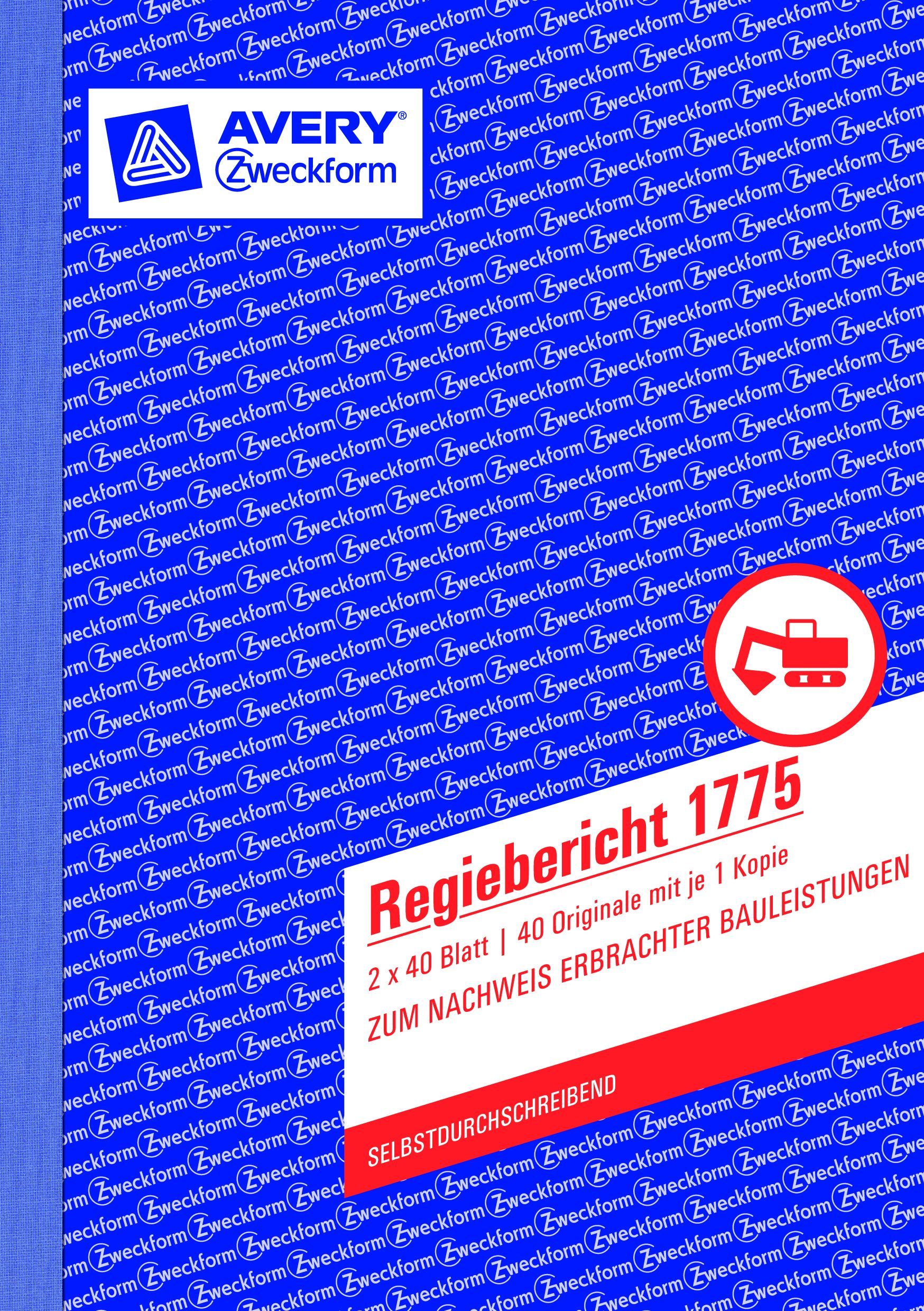 1775 Regiebericht, DIN A5, selbstdurchschreibend, 2 x 40 Blatt, weiß, gelb 1775 Regiebericht, DIN A5, selbstdurchschreibend, 2 x 40 Blatt, weiß, gelb