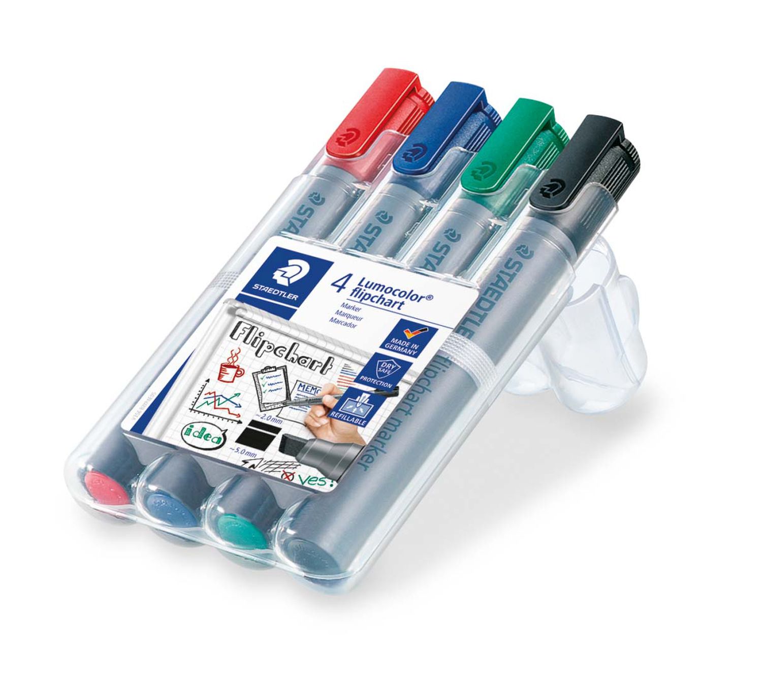 Lumocolor® 356 B flipchart marker - Keilspitze, 4 Farben sortiert Lumocolor® 356 B flipchart marker - Keilspitze, 4 Farben sortiert