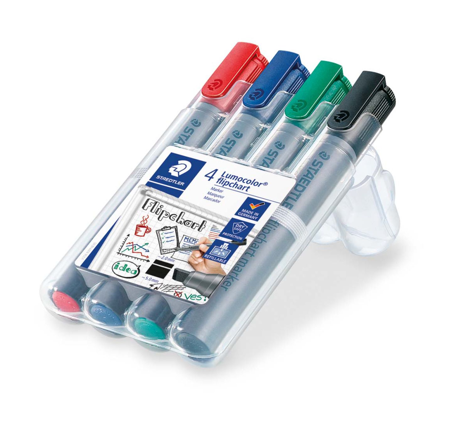 Lumocolor® 356 B flipchart marker - Keilspitze, 4 Farben sortiert