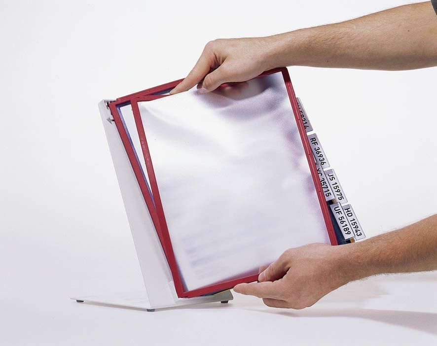 Sichttafelsystem VARIO® TABLE 10 - Tischständer, 10 Sichttafeln A4, sortiert Sichttafelsystem VARIO® TABLE 10 - Tischständer, 10 Sichttafeln A4, sortiert