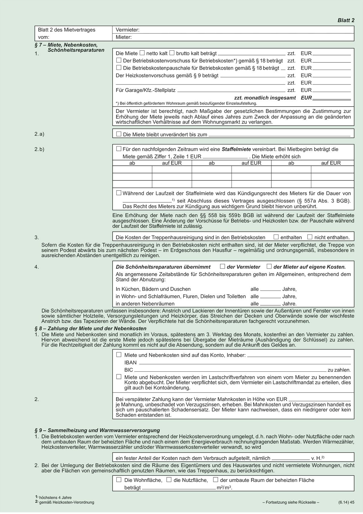 Universal-Mietvertrag für Wohnungen - SD, 3 x 2 Blatt, DIN A4, 10 Stück Universal-Mietvertrag für Wohnungen - SD, 3 x 2 Blatt, DIN A4, 10 Stück