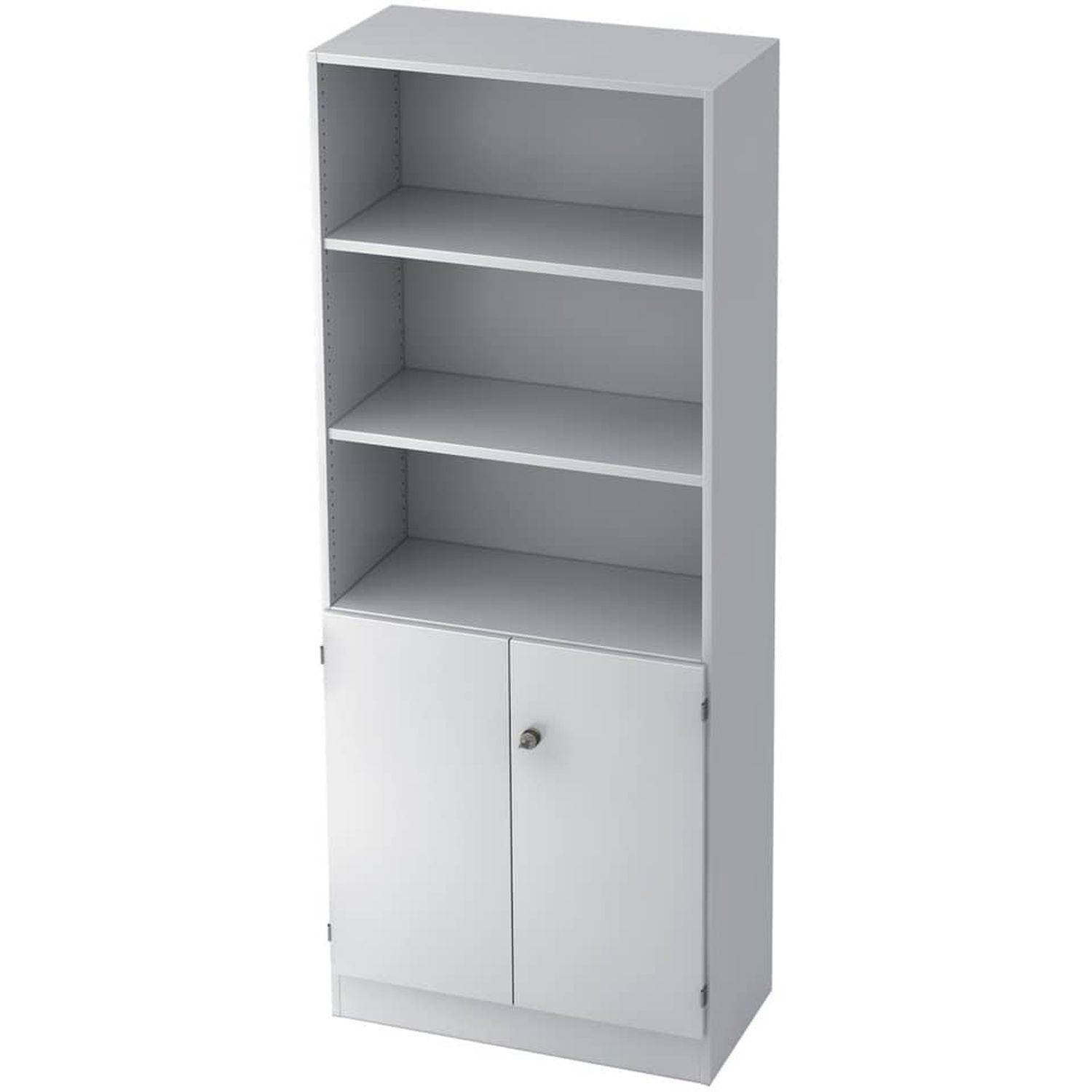 Regal/Schrank - 5OH, 2OH Türen, Sockelblende, Weiß/Weiß, mit Montageservice