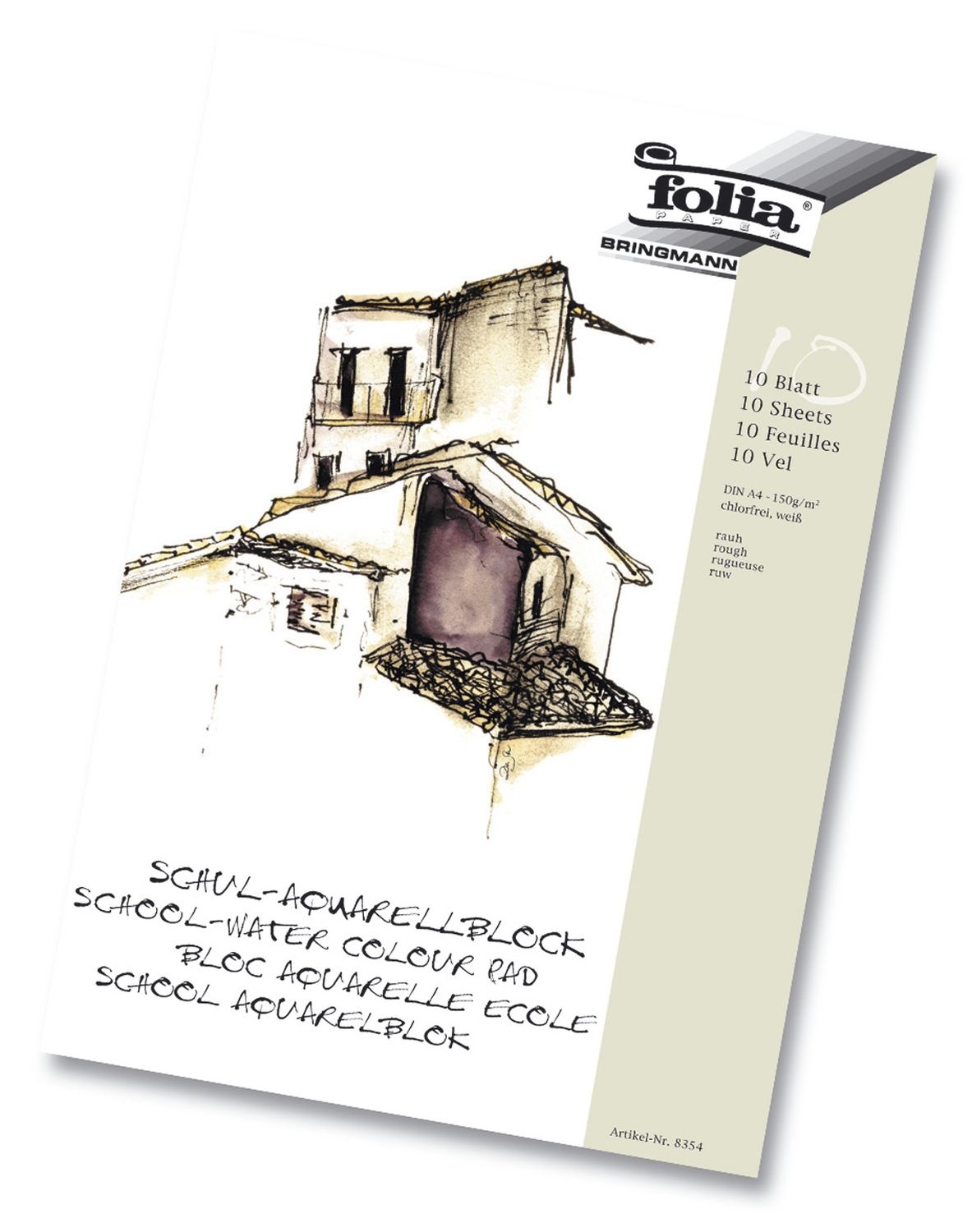 Schul-Aquarellblock 150 g/qm, DIN A4, weiß, 10 Blatt Schul-Aquarellblock 150 g/qm, DIN A4, weiß, 10 Blatt