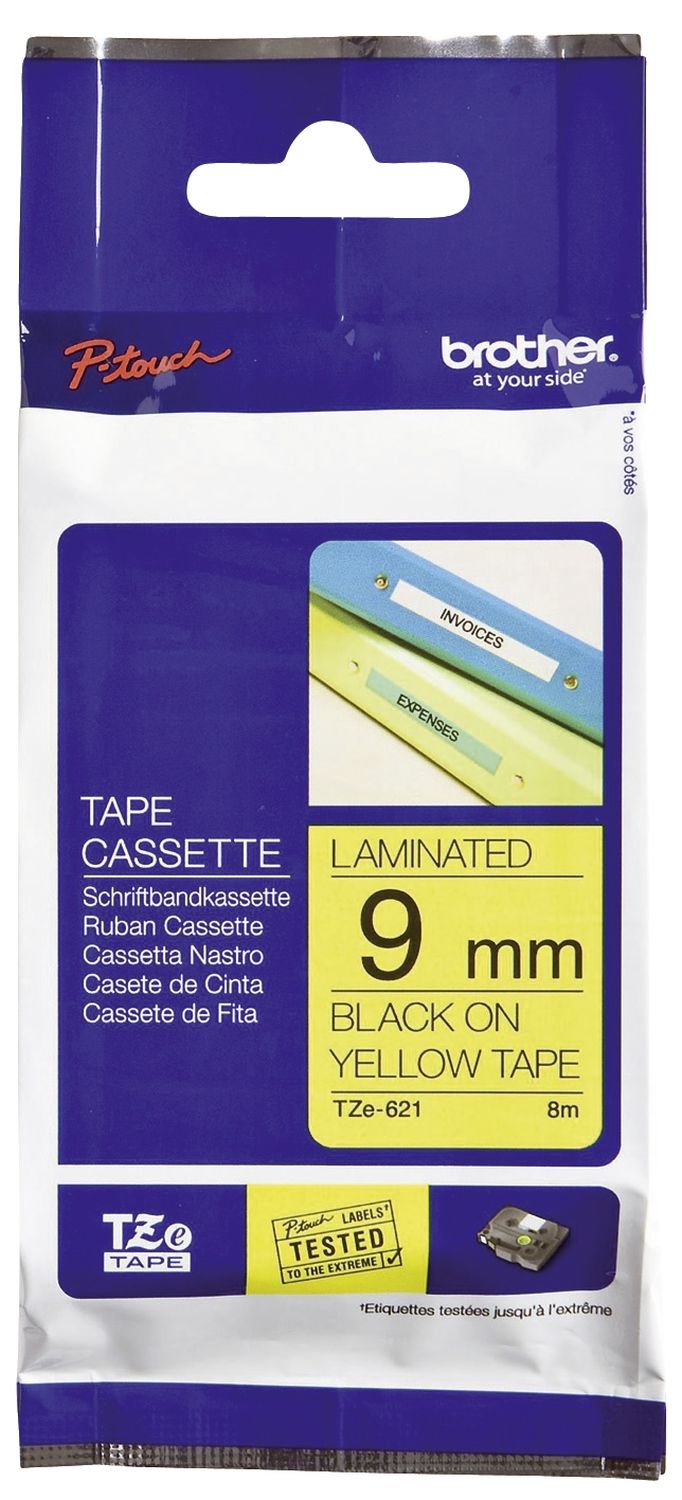 TZe-621 Schriftbandkassette - laminiert, 9 mm x 8 m, schwarz auf gelb TZe-621 Schriftbandkassette - laminiert, 9 mm x 8 m, schwarz auf gelb