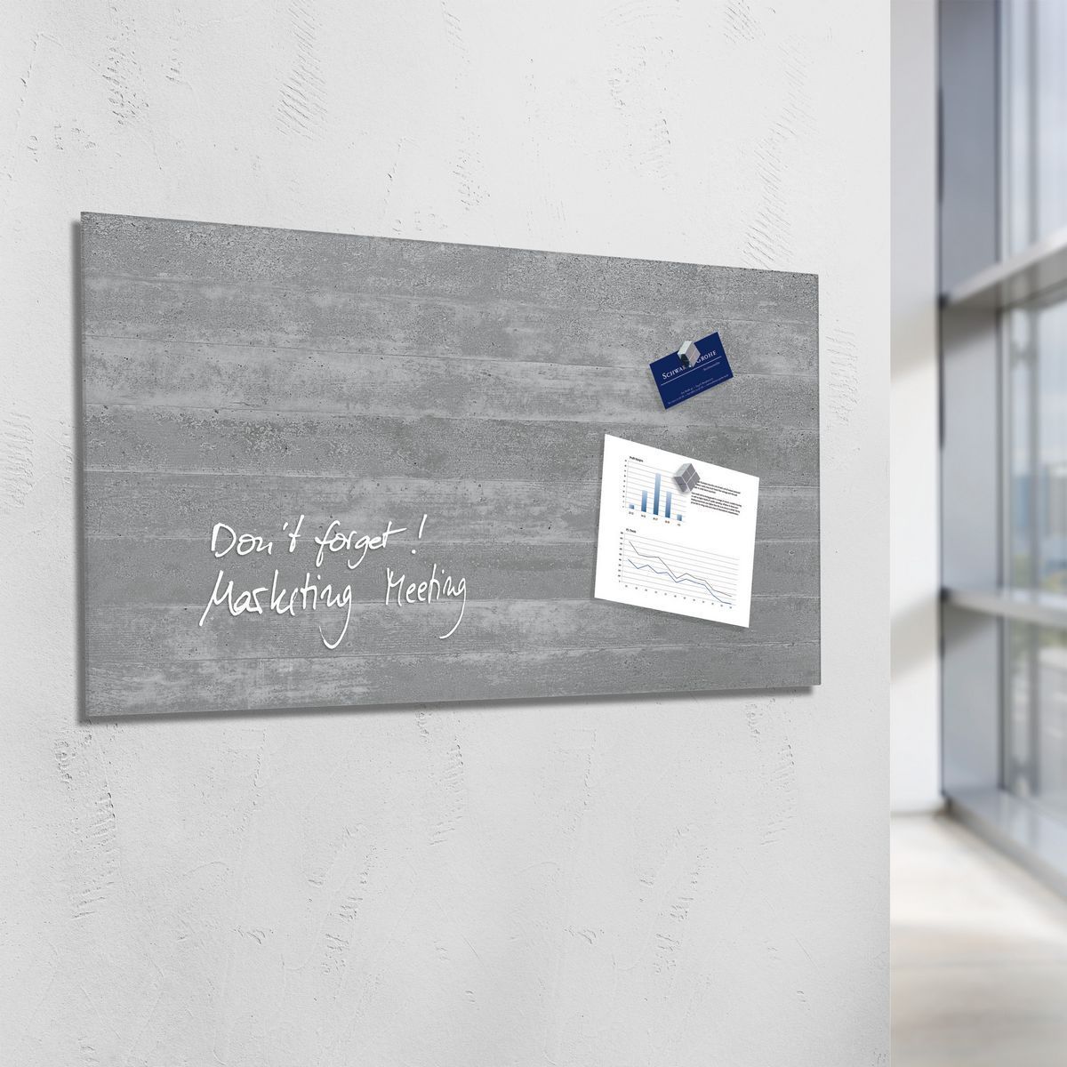 Glas-Magnetboard Artverum - Design Sichtbeton, 91 x 46 cm Glas-Magnetboard Artverum - Design Sichtbeton, 91 x 46 cm